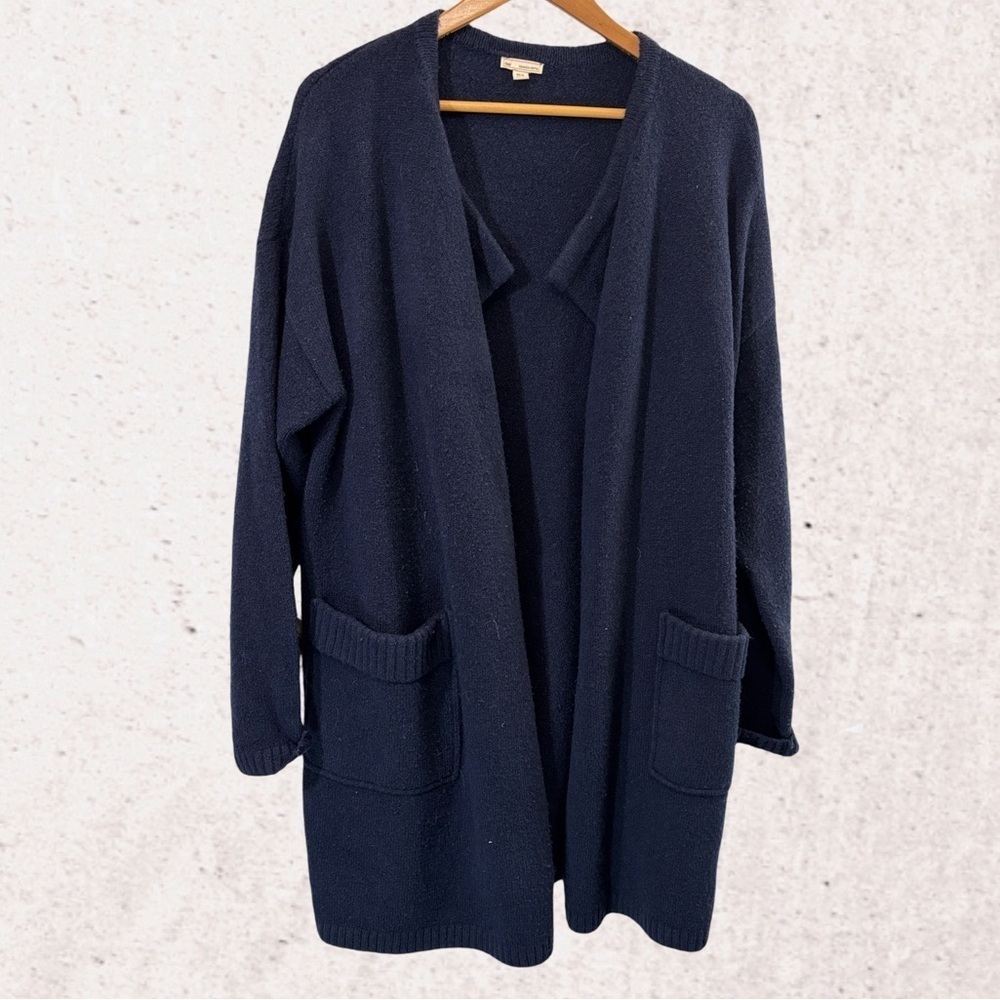 Blue Open-Front Cardigan Sweater